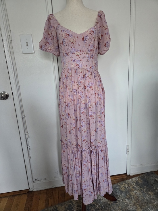 LoveShackFancy Dresses & Skirts - LoveShackFancy Pink Floral Puff-Sleeve Maxi Dress